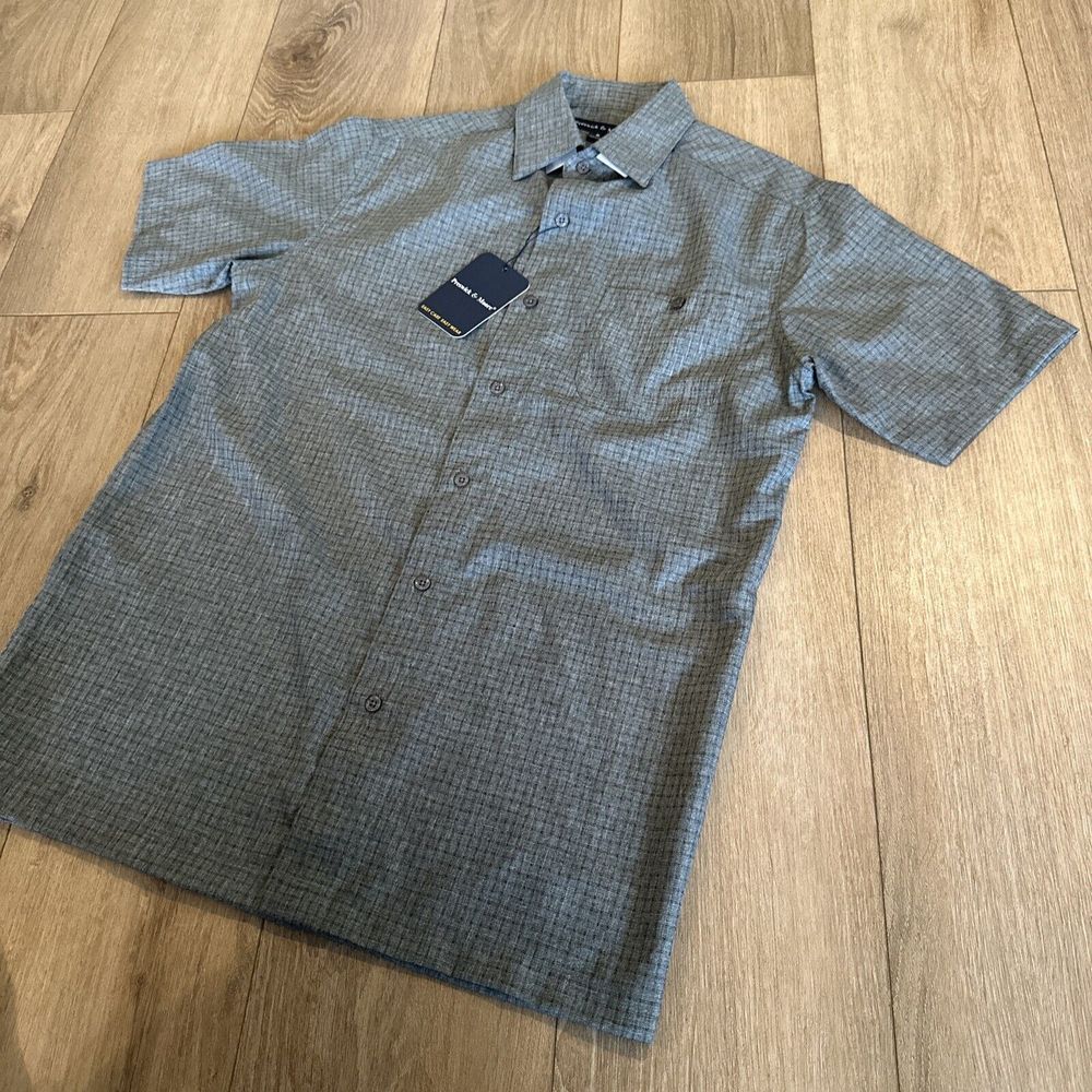 Preswick & Moore Men's Short Sleeve Button Down Easy‎ Care Shirt Oil Green Small